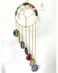 Handmade 7 Chakra Tree of Life Wall Hanger with Agate Coaster Plates | Healing Energy Decor & Gift