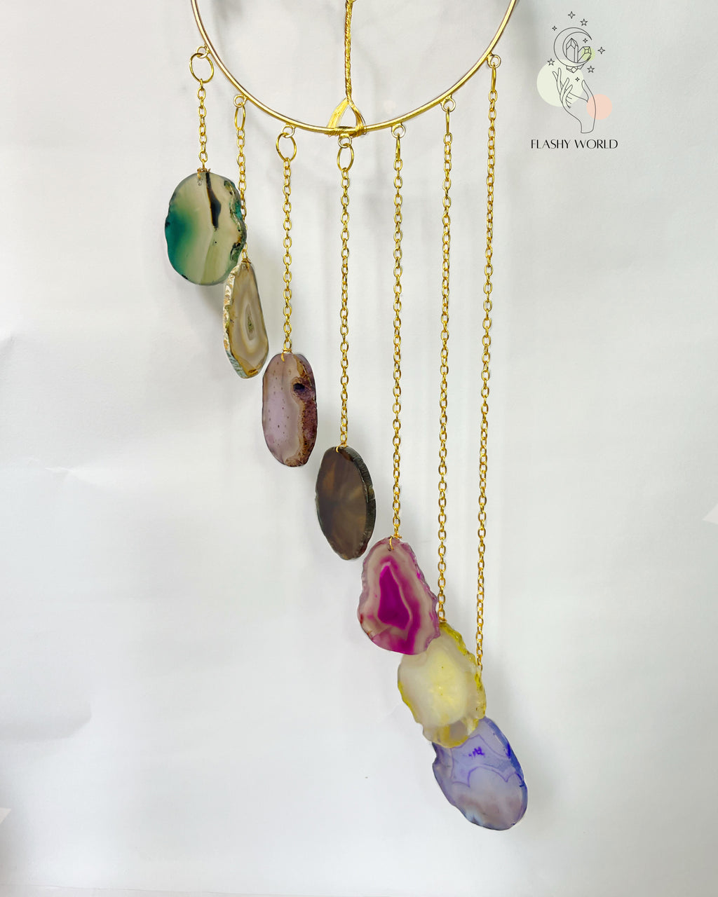 Handmade 7 Chakra Tree of Life Wall Hanger with Agate Coaster Plates | Healing Energy Decor & Gift