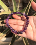 Natural Amethyst Beaded Bracelet (8mm) | Anxiety Relief, Protection, Chakra Healing, Meditation Crystal Bracelet