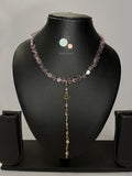 Amethyst Coin Shape Necklace with Gold Chain | Lightweight Healing Crystal Necklace for Women | Handmade Jewelry India
