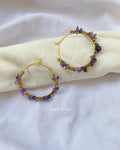 Handmade Amethyst Chip Beads Hoop Earrings | Natural Amethyst Crystal Earrings for Girls & Women