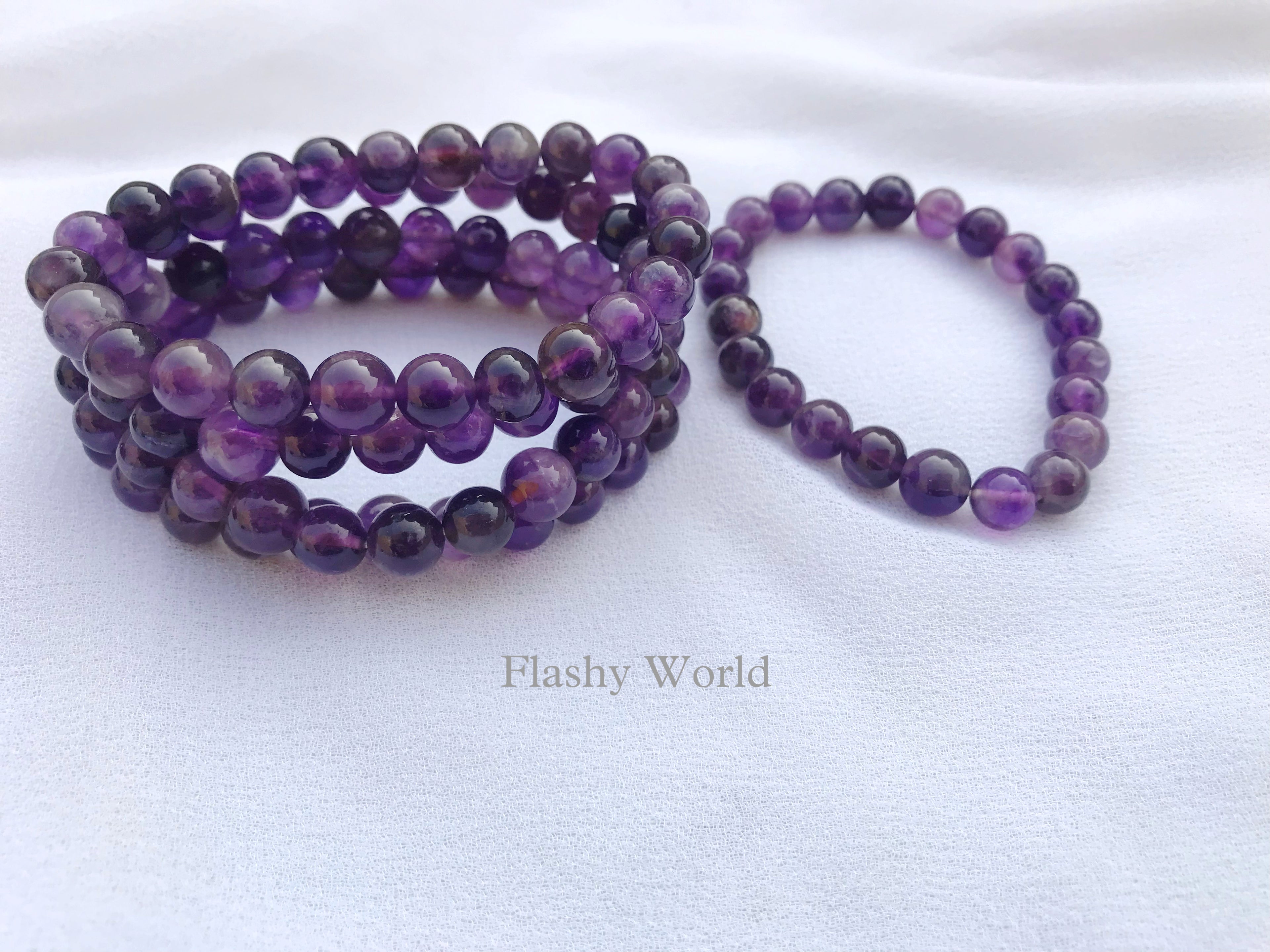 Natural Amethyst Beaded Bracelet (8mm) | Anxiety Relief, Protection, Chakra Healing, Meditation Crystal Bracelet