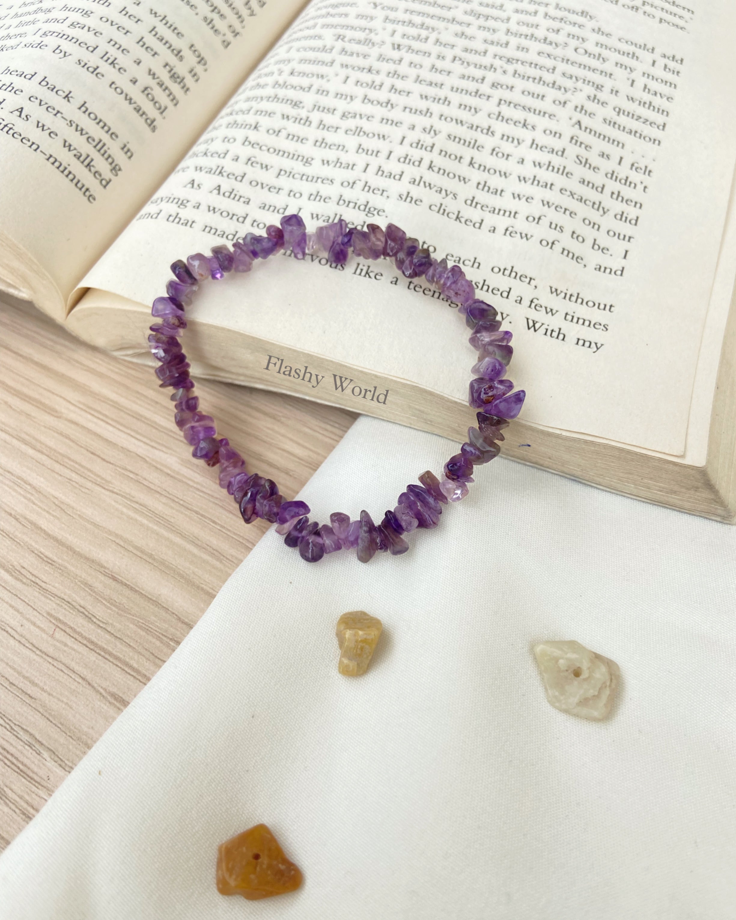 Uncut Amethyst Crystal Chip Bracelet – Minimal Aesthetic | Calm Energy, Healing & Perfect Gift for Best Friends