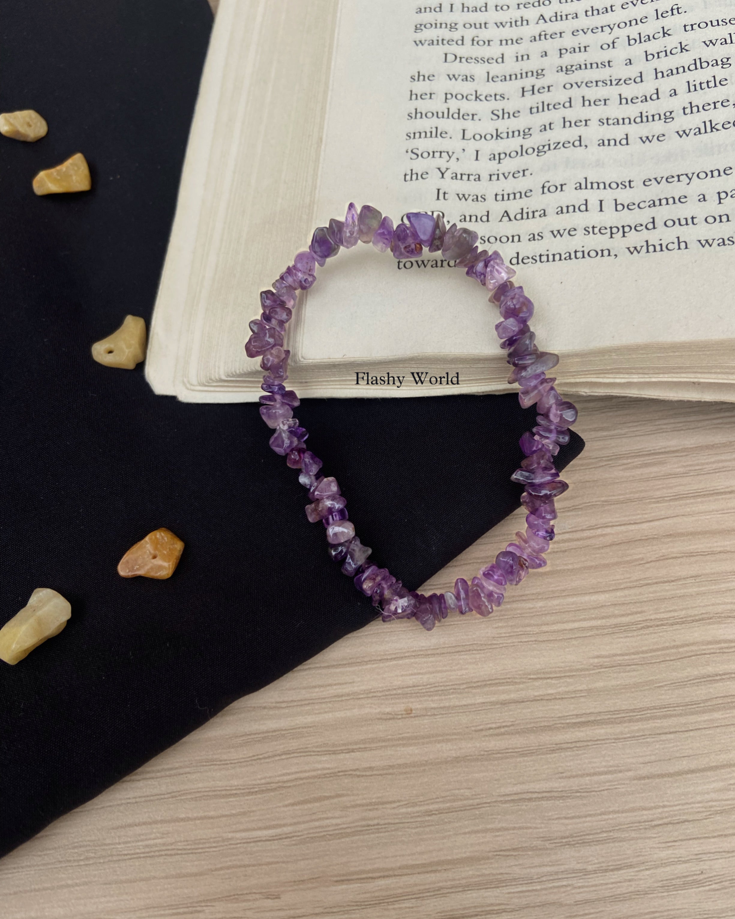 Uncut Amethyst Crystal Chip Bracelet – Minimal Aesthetic | Calm Energy, Healing & Perfect Gift for Best Friends