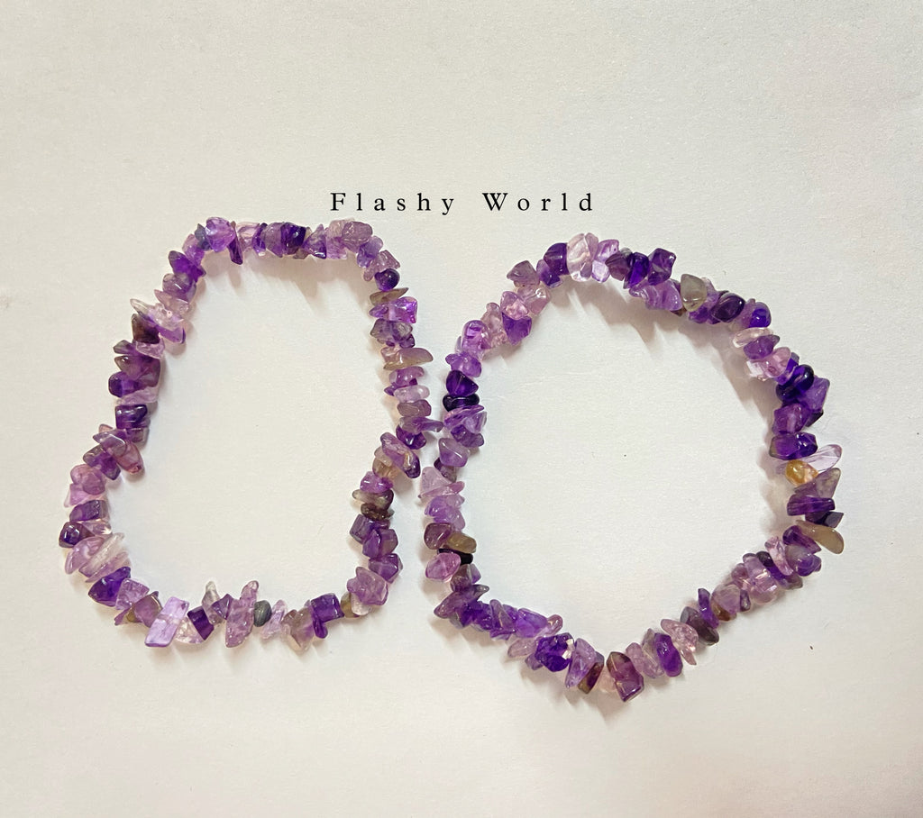 Uncut Amethyst Crystal Chip Bracelet – Minimal Aesthetic | Calm Energy, Healing & Perfect Gift for Best Friends