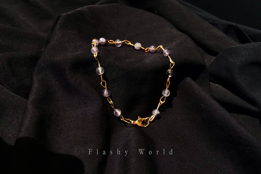 Elegant Amethyst Beaded Bracelet – Handmade Minimal Crystal Jewelry for Calm Energy & Perfect Gift for Her