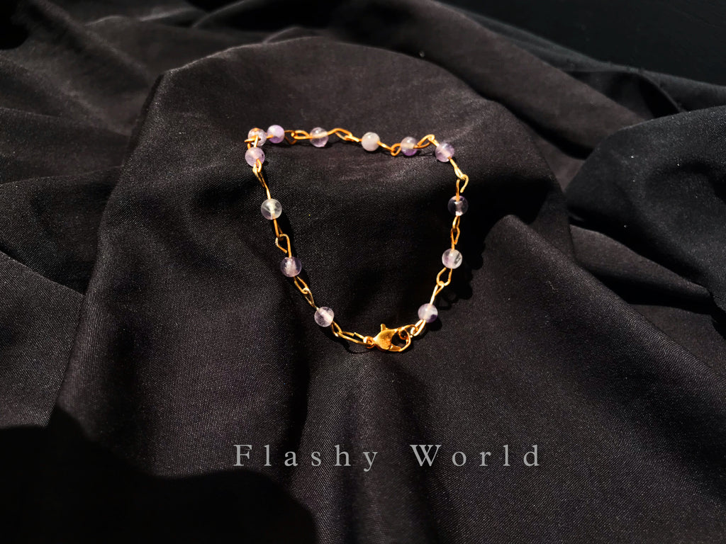 Elegant Amethyst Beaded Bracelet – Handmade Minimal Crystal Jewelry for Calm Energy & Perfect Gift for Her