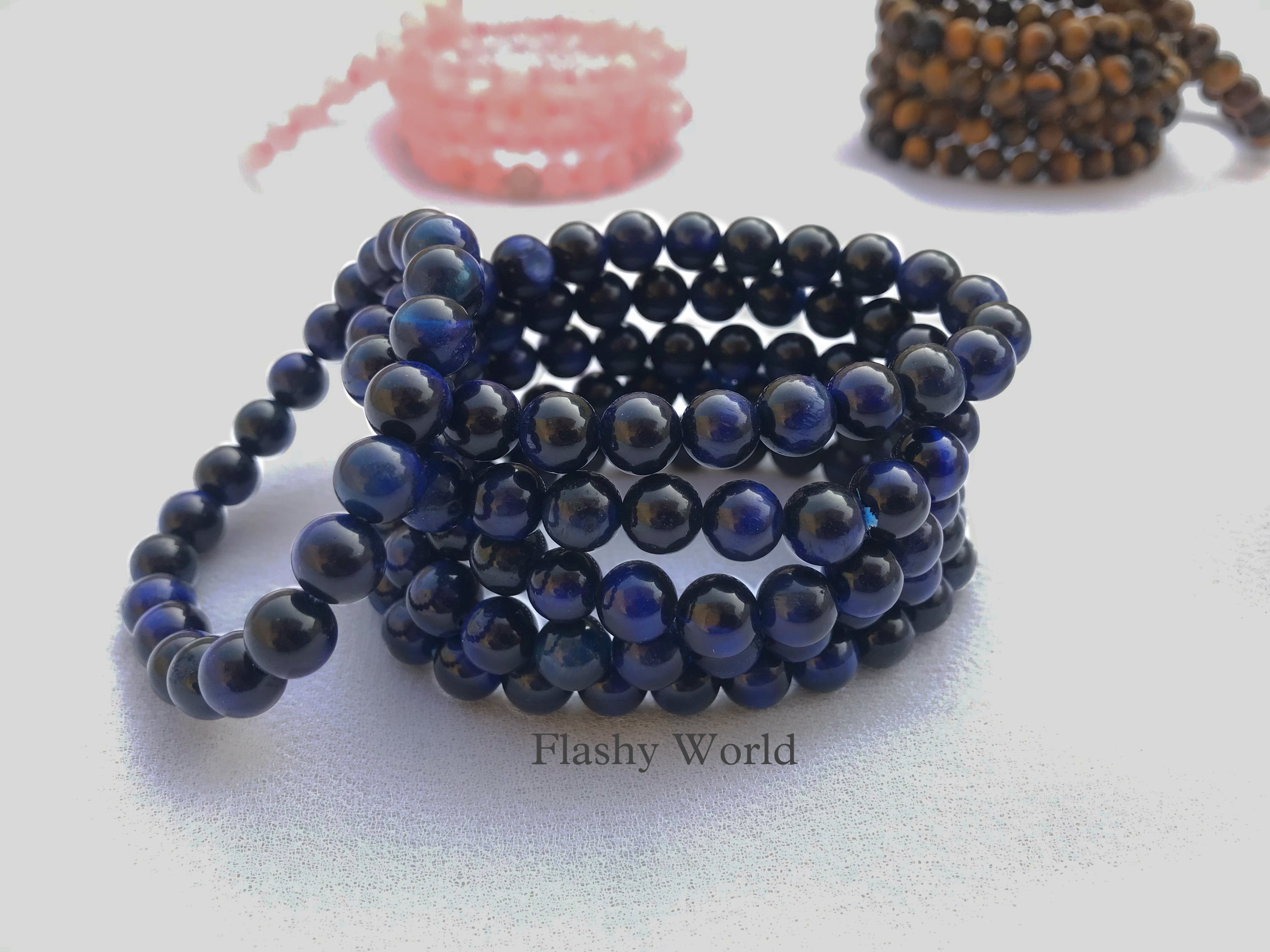 Blue Tiger’s Eye Beaded Bracelet — Natural Blue Tiger Eye Gemstone | Focus, Confidence & Protection Bracelet