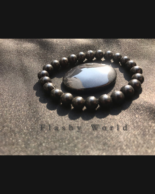 Black Agate Beaded Bracelet (8mm) — Black Agate Thumb Bead Accent | Protection, Grounding & EMF Shielding Bracelet