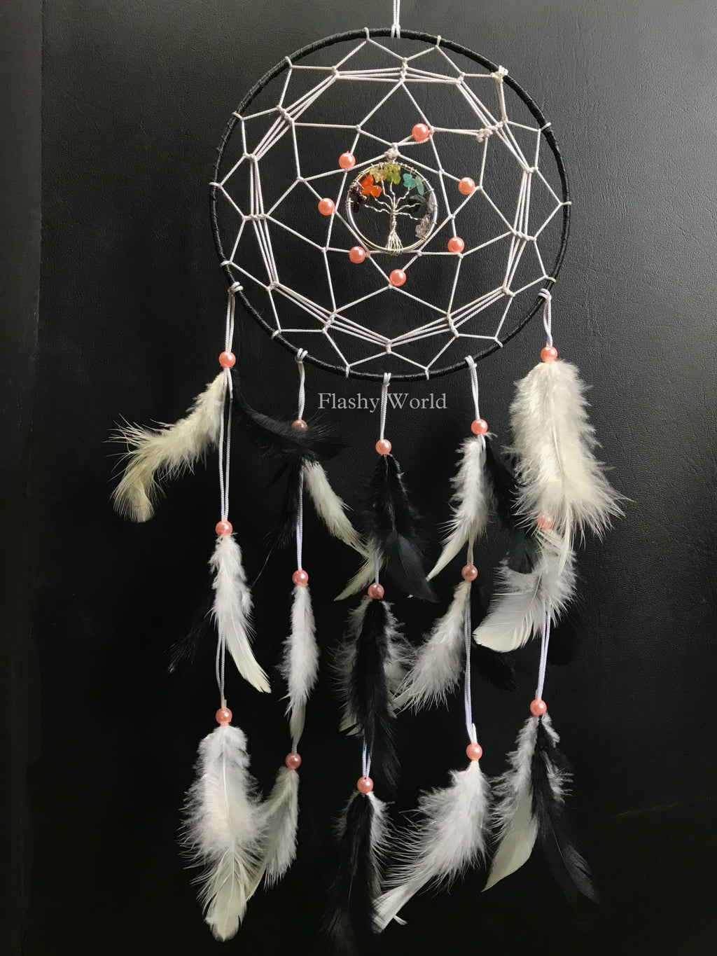 Handmade 7 Chakra Dreamcatcher with Tree of Life Pendant | Natural Feather Wall Hanging for Home Décor & Gifting
