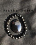 Black Agate Beaded Bracelet (8mm) — Black Agate Thumb Bead Accent | Protection, Grounding & EMF Shielding Bracelet