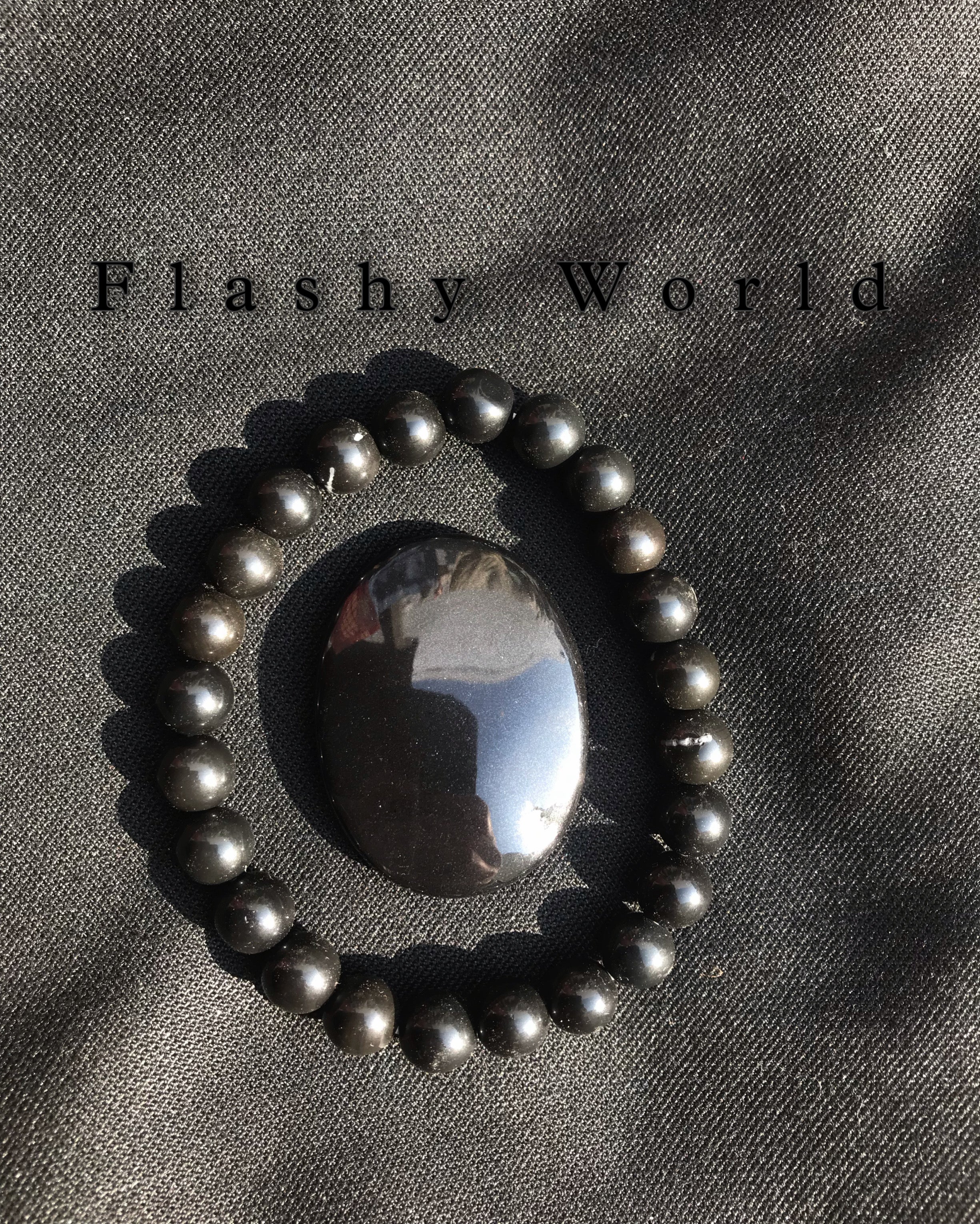Black Agate Beaded Bracelet (8mm) — Black Agate Thumb Bead Accent | Protection, Grounding & EMF Shielding Bracelet