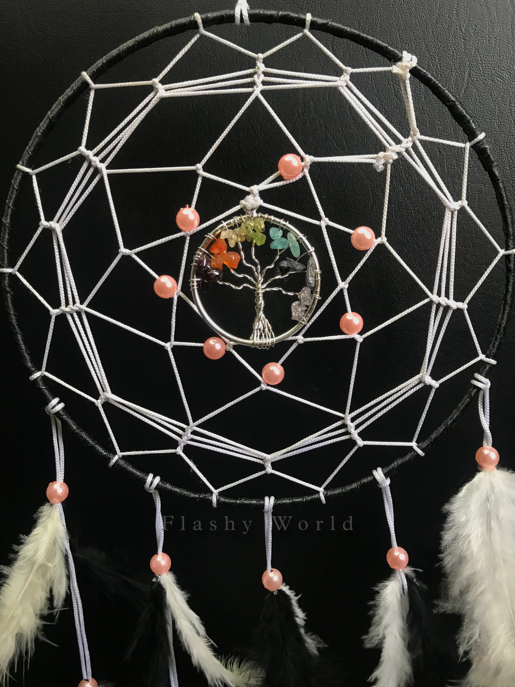 Handmade 7 Chakra Dreamcatcher with Tree of Life Pendant | Natural Feather Wall Hanging for Home Décor & Gifting