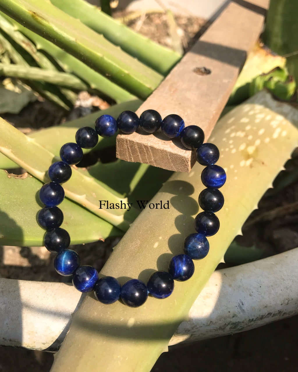 Blue Tiger’s Eye Beaded Bracelet — Natural Blue Tiger Eye Gemstone | Focus, Confidence & Protection Bracelet