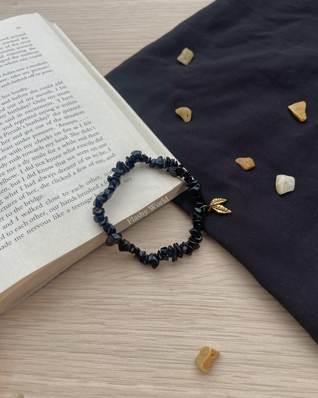 Uncut Black Agate Chip Bracelet – Minimal, Stylish & Protective | Best Friend Gift | Grounding Energy Crystal