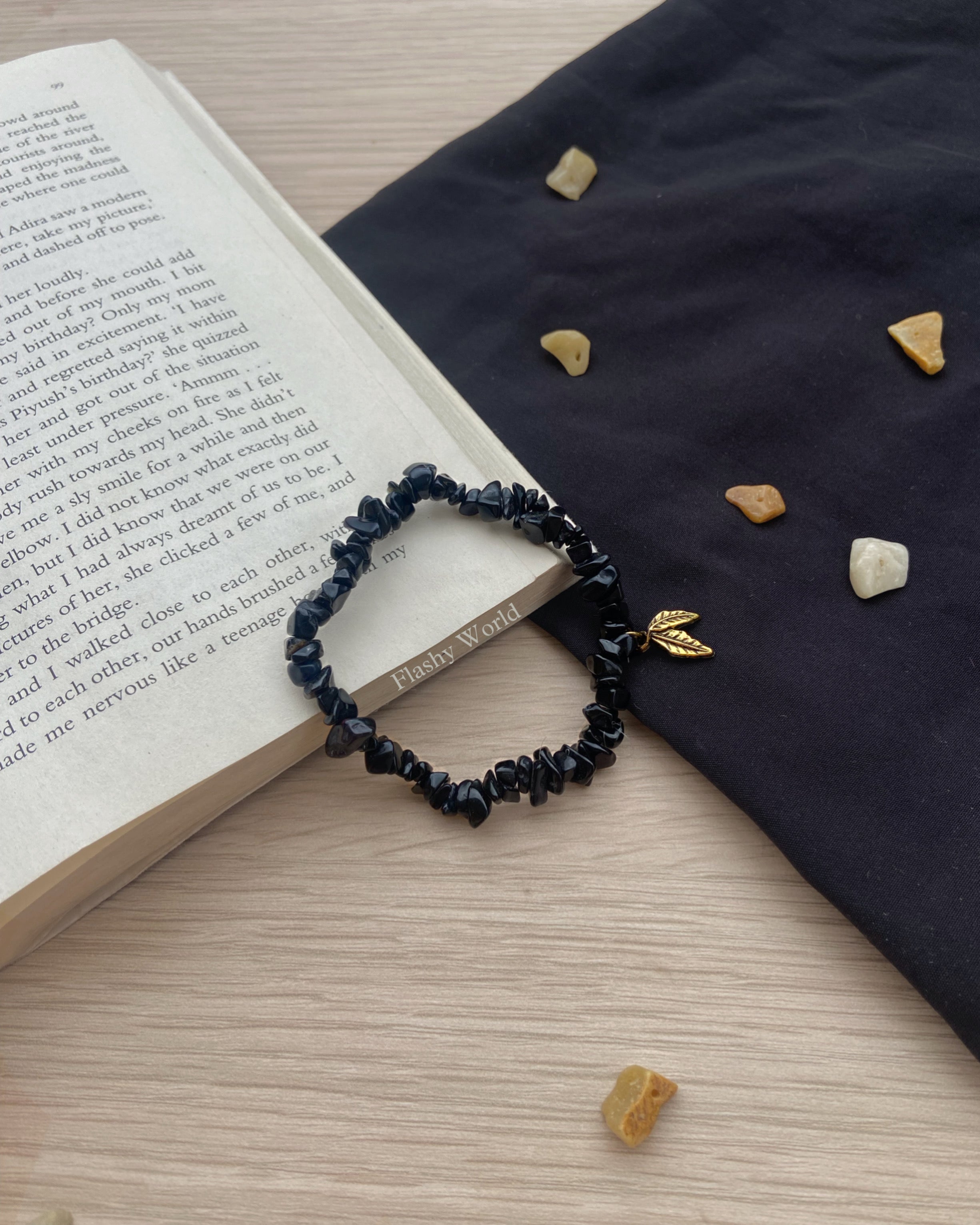 Uncut Black Agate Chip Bracelet – Minimal, Stylish & Protective | Best Friend Gift | Grounding Energy Crystal
