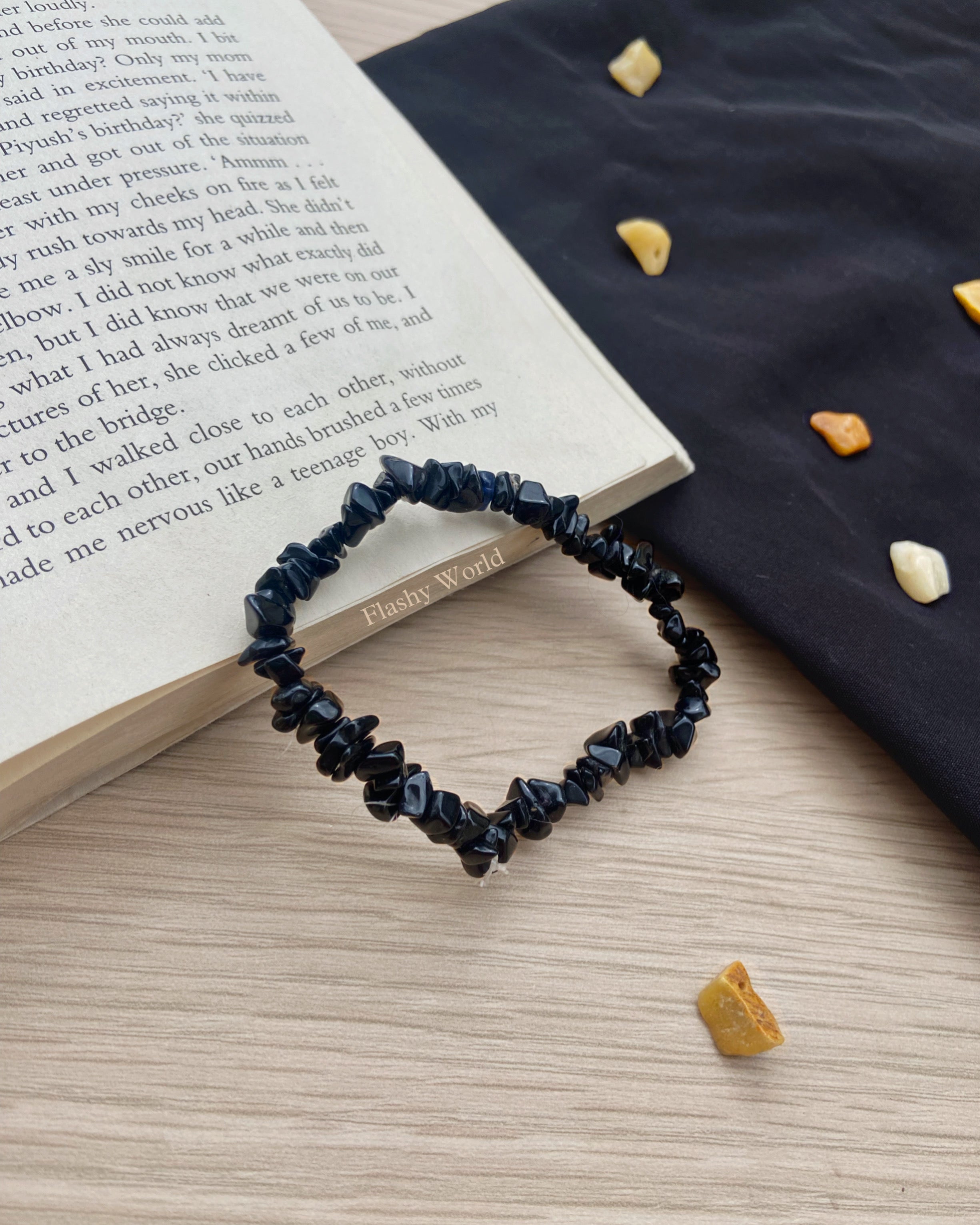 Uncut Black Agate Chip Bracelet – Minimal, Stylish & Protective | Best Friend Gift | Grounding Energy Crystal