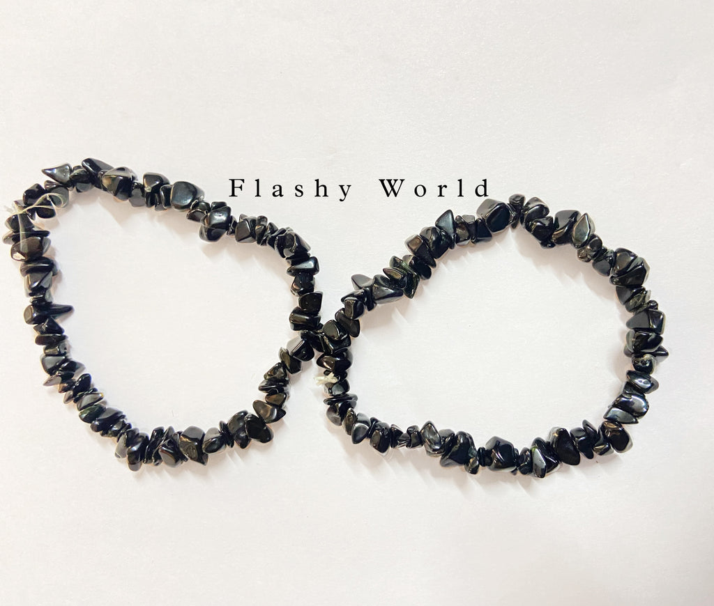 Uncut Black Agate Chip Bracelet – Minimal, Stylish & Protective | Best Friend Gift | Grounding Energy Crystal