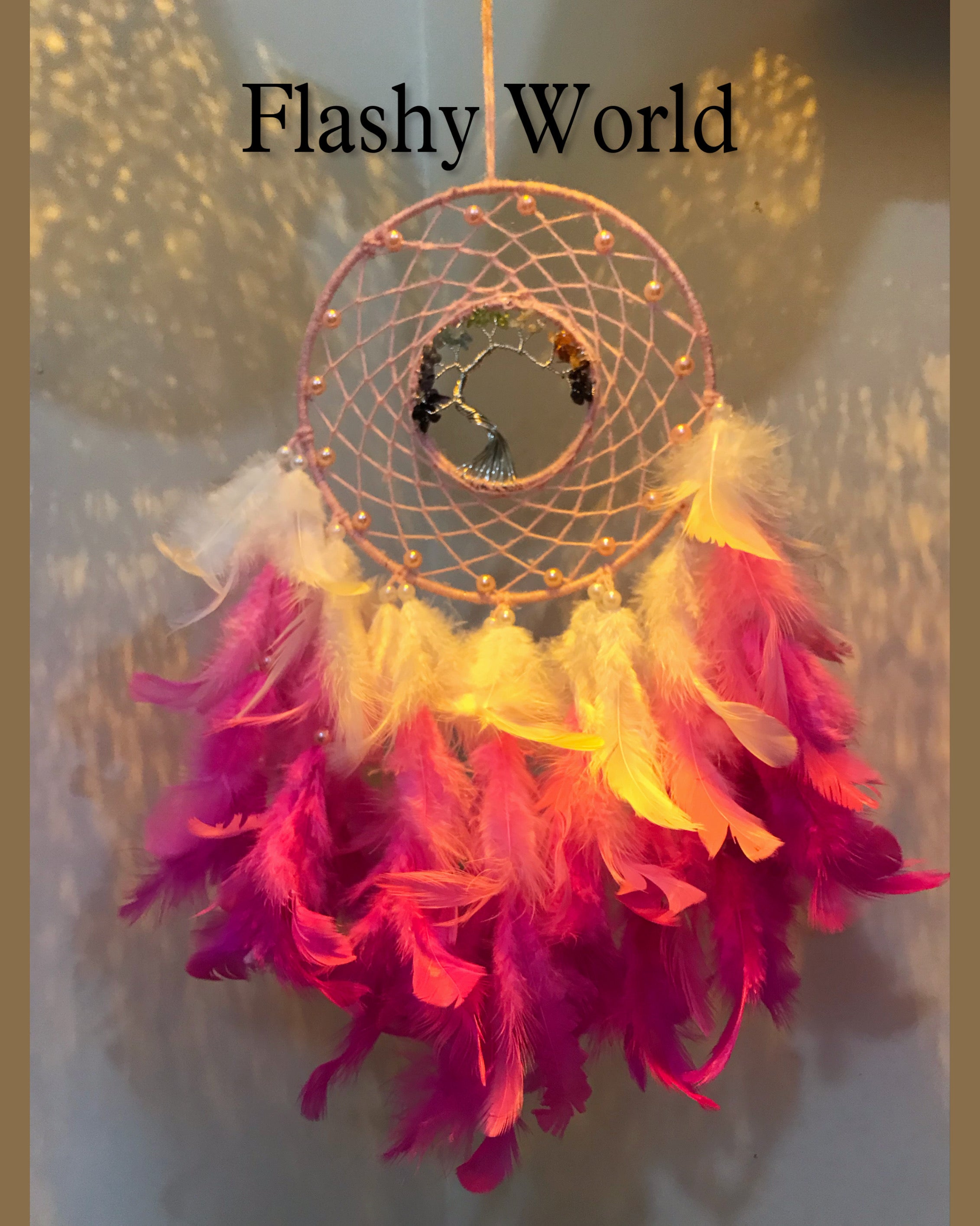 7 Chakra Tree of Life Dreamcatcher with Natural Feathers – Pink Aesthetic Wall Hanging for Positive Energy, Good Sleep & Home Décor Gift