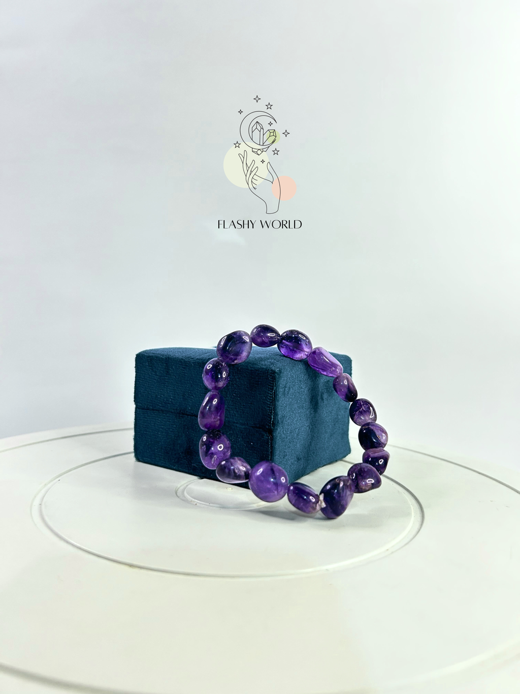Handmade Amethyst Tumble Stone Bracelet – Natural Crystal Healing Bracelet for Men & Women