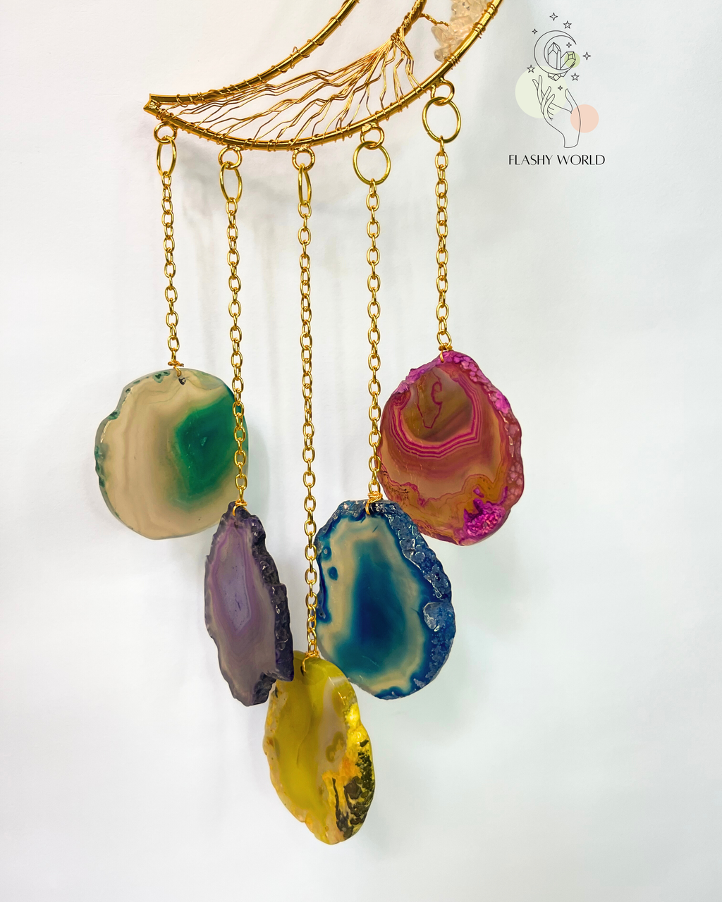 Clear Quartz Crystal Multi-Colour Plate Wall Hanging – Positive Energy Decor