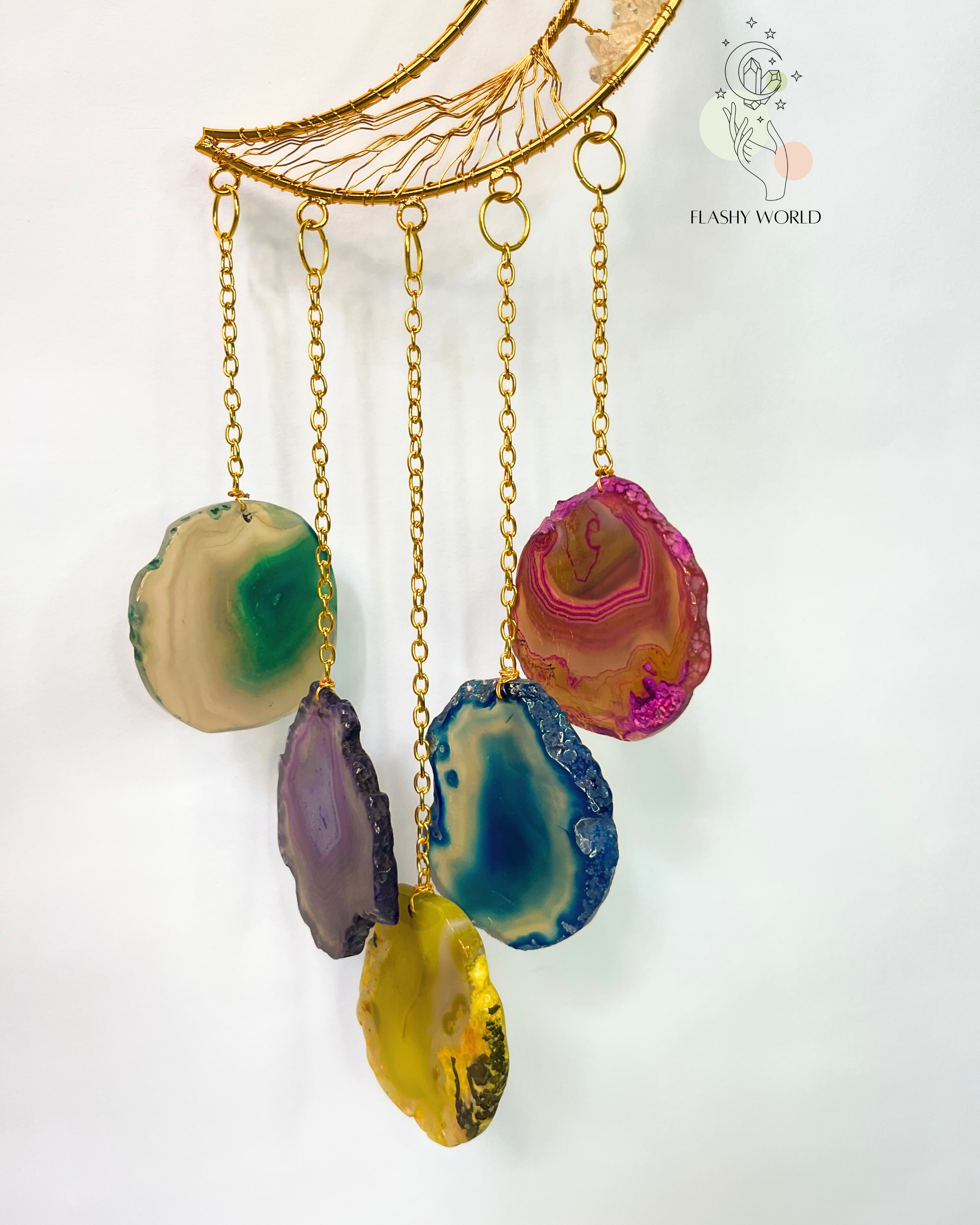 Clear Quartz Crystal Multi-Colour Plate Wall Hanging – Positive Energy Decor