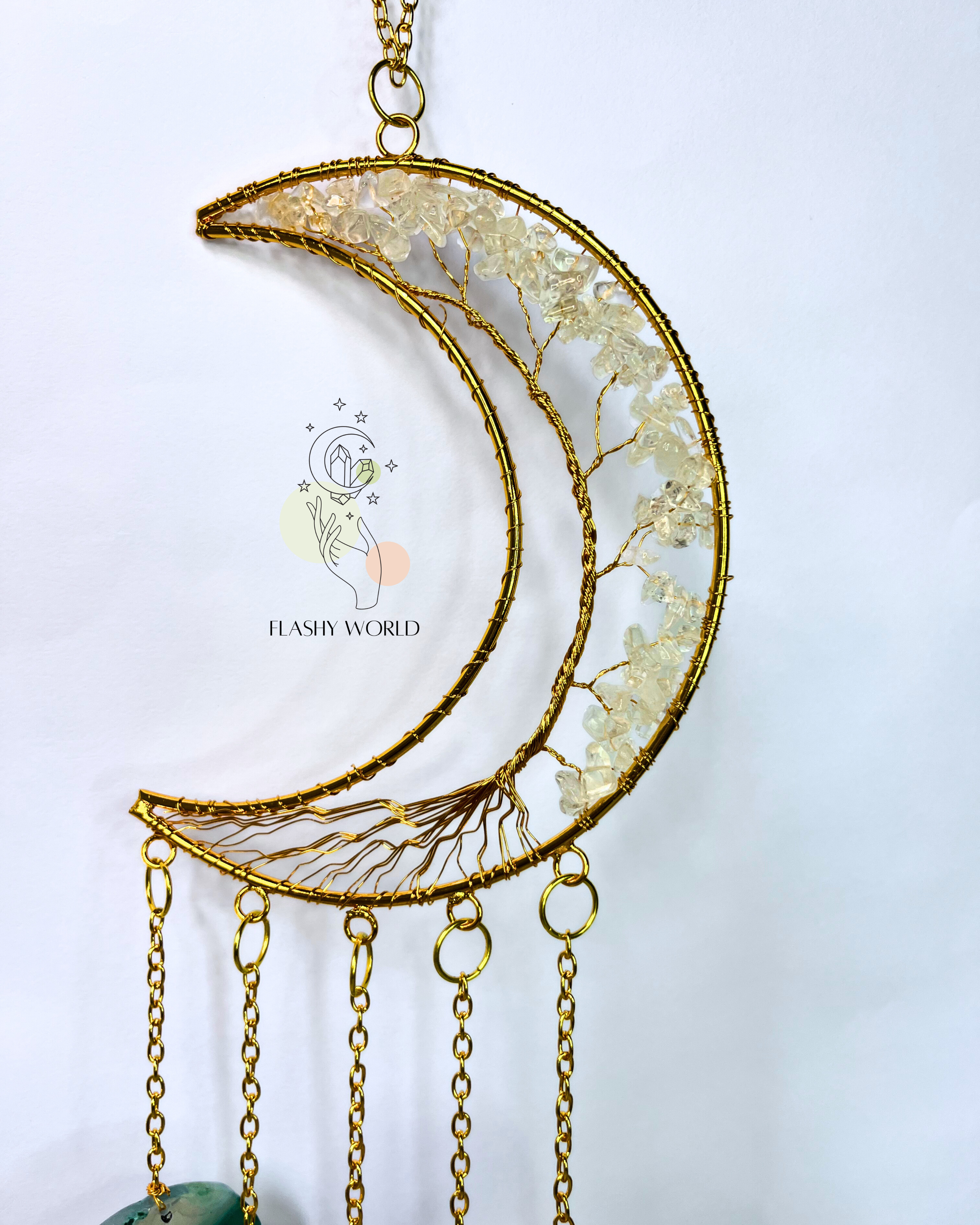 Clear Quartz Crystal Multi-Colour Plate Wall Hanging – Positive Energy Decor
