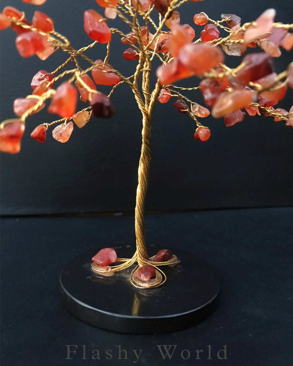 100 Beads Carnelian Crystal Tree with Black Agate Base – Dream Hanger for Positivity, Energy & Good Vibes