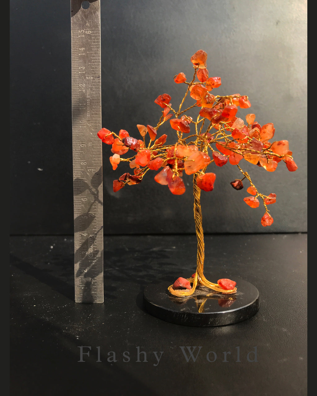 100 Beads Carnelian Crystal Tree with Black Agate Base – Dream Hanger for Positivity, Energy & Good Vibes