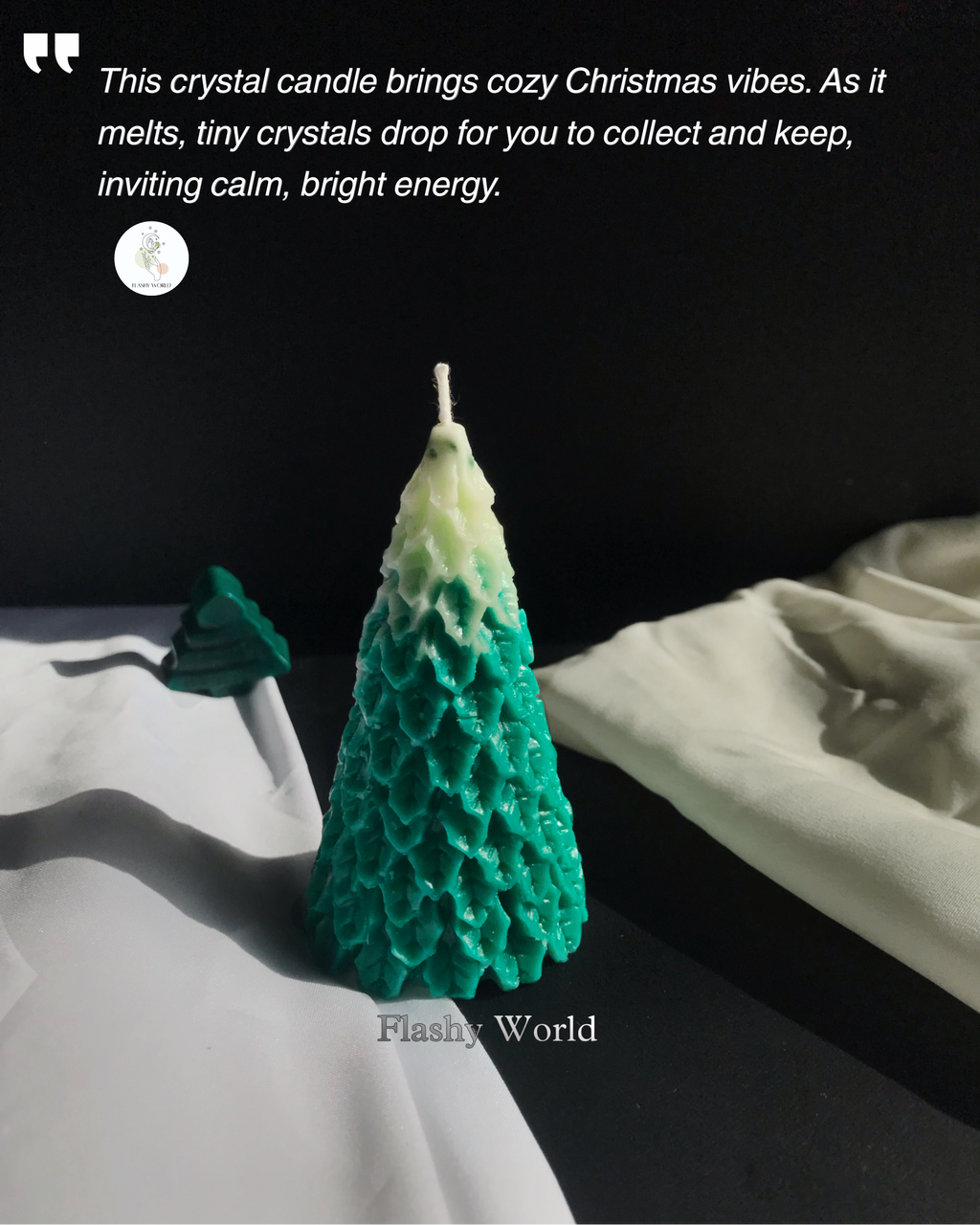Green Jade Crystal Christmas Tree Candle – Rose Scented | Crystal Reveal Candle for Christmas Gifting, Meditation & Home Décor