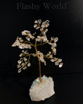 Clear Quartz Crystal Tree with Natural Quartz Cluster Base | Handmade Healing Gemstone Tree for Positivity, Clarity & Energy Balance