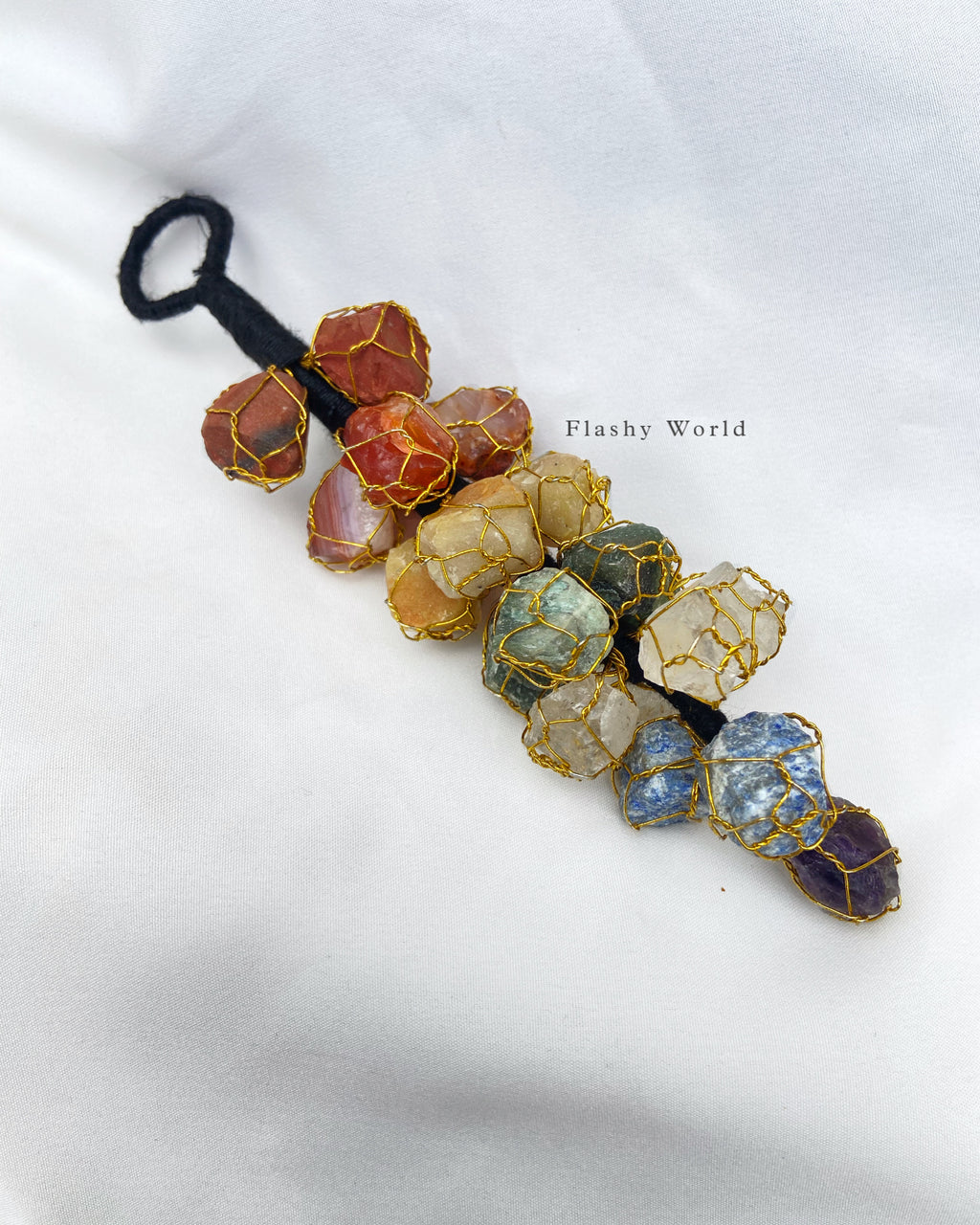 7 Chakra Natural Stone Car Hanger | Energy Balancing Crystal Tumble Decor for Positivity, Healing & Gifting