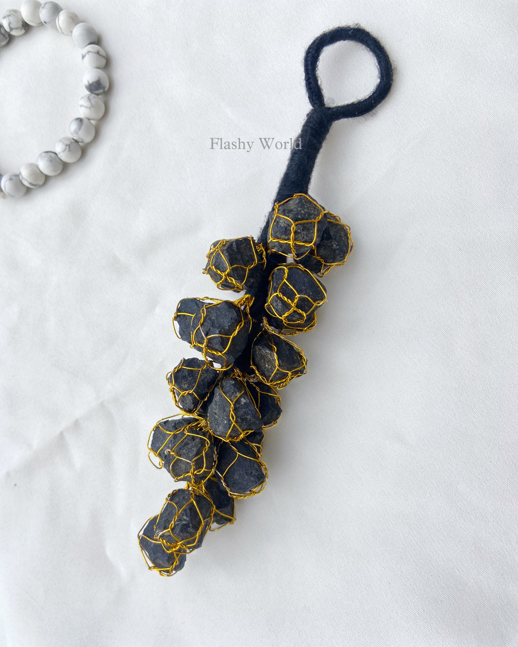 Black Tourmaline Car Hanger | Natural Crystal Protection Tumble Decor for Positivity, Energy Shield & Gifting