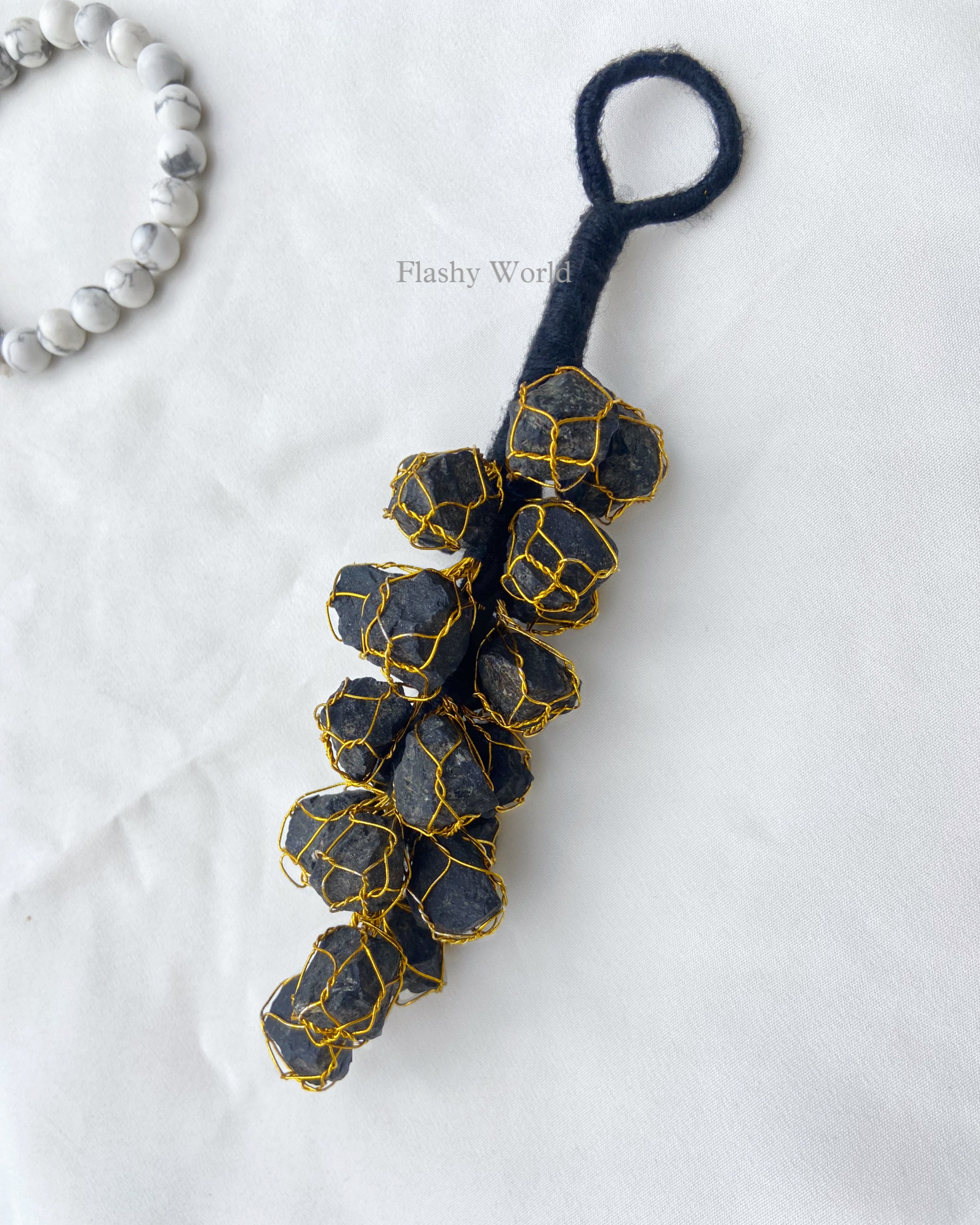 Black Tourmaline Car Hanger | Natural Crystal Protection Tumble Decor for Positivity, Energy Shield & Gifting