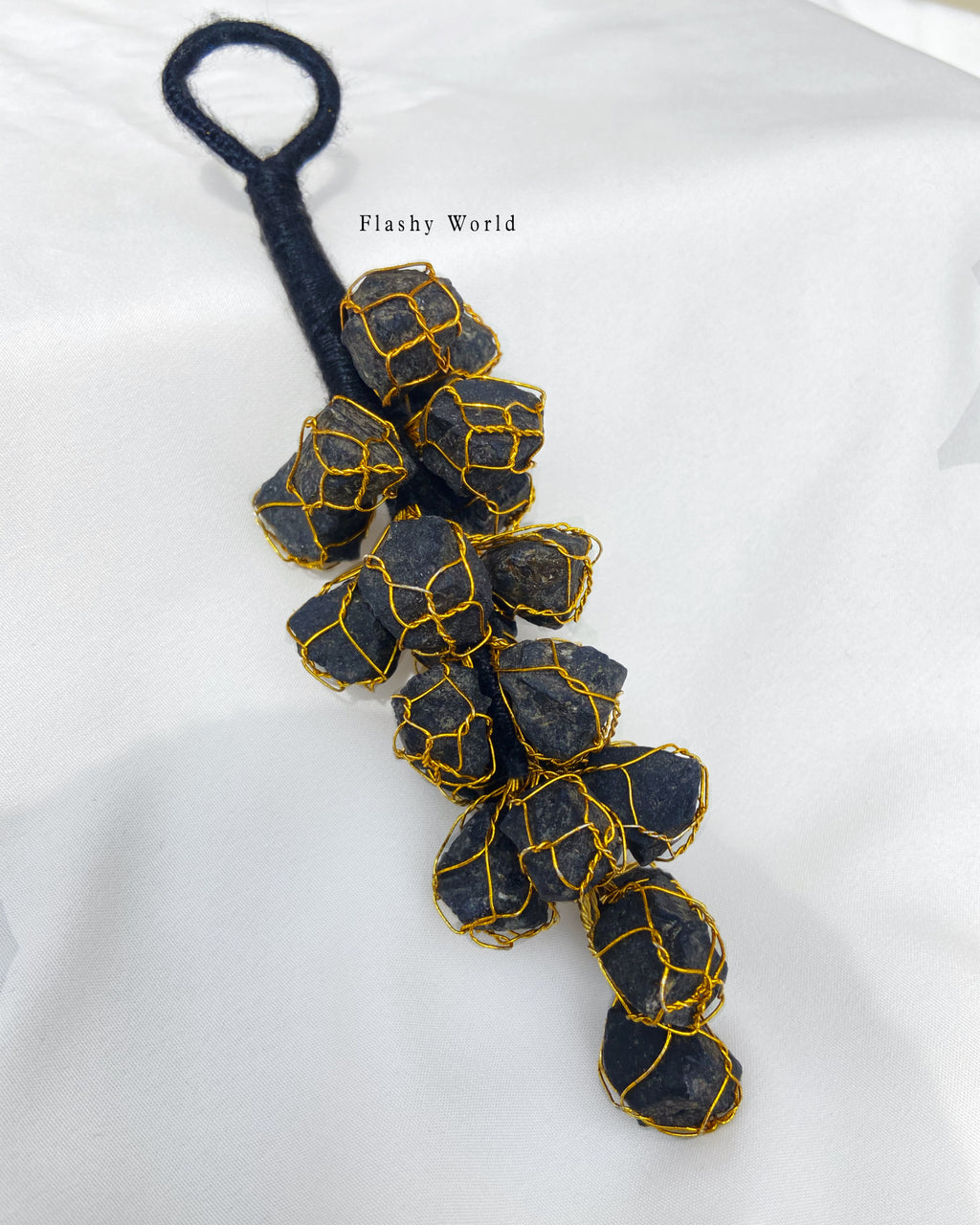Black Tourmaline Car Hanger | Natural Crystal Protection Tumble Decor for Positivity, Energy Shield & Gifting