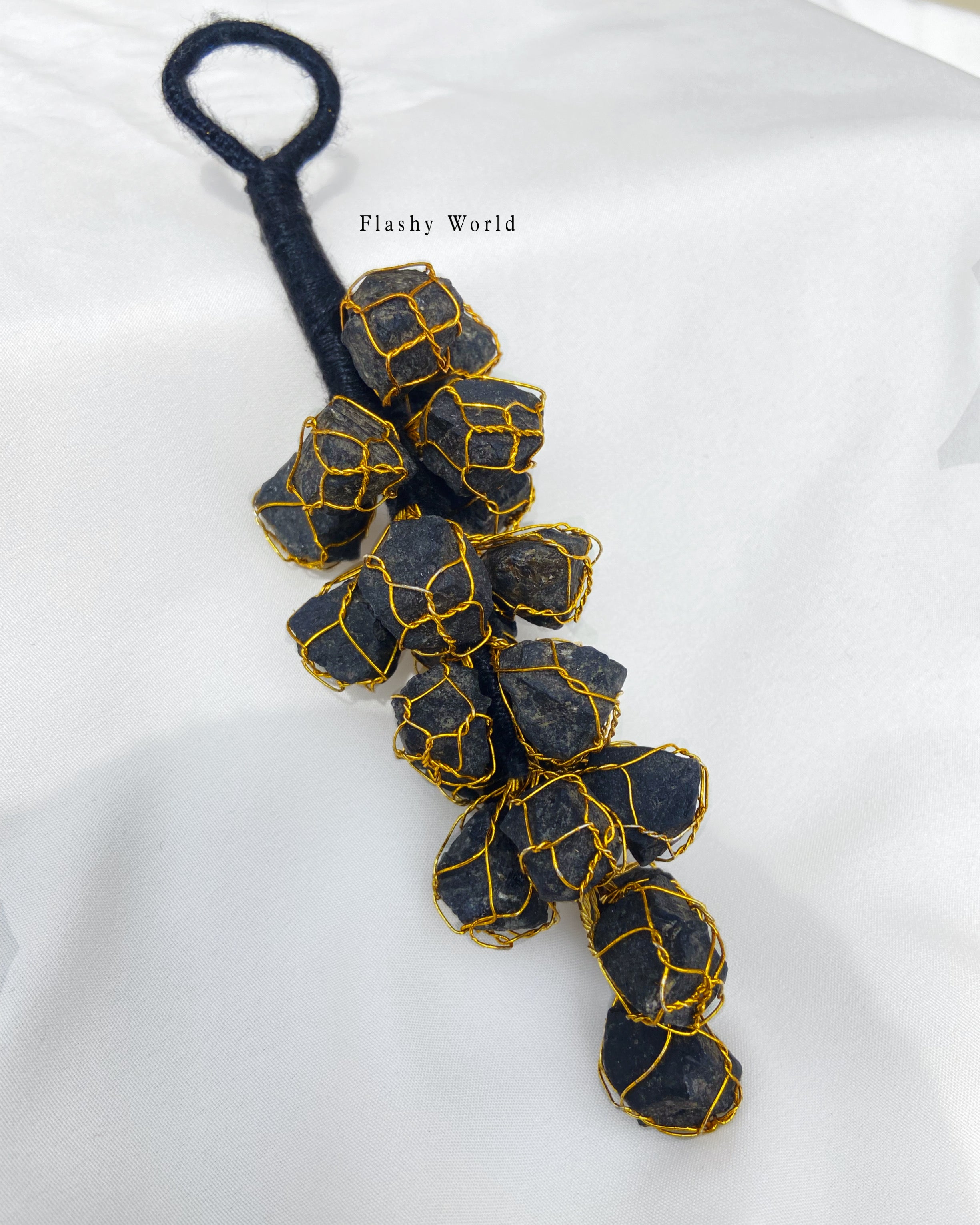 Black Tourmaline Car Hanger | Natural Crystal Protection Tumble Decor for Positivity, Energy Shield & Gifting