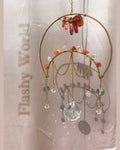 Golden Moon Carnelian Crystal Sun Catcher – Handmade Upside-Down Moon Hanger with Crystal Balls for Positive Energy & Boho Home Décor
