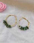 Handmade Green Jade Chip Beads Hoop Earrings | Natural Jade Crystal Earrings for Girls & Women