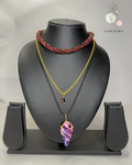 3-in-1 Garnet Choker Necklace Set with Aura Arrow Pendant | Handmade Crystal Jewelry for Women
