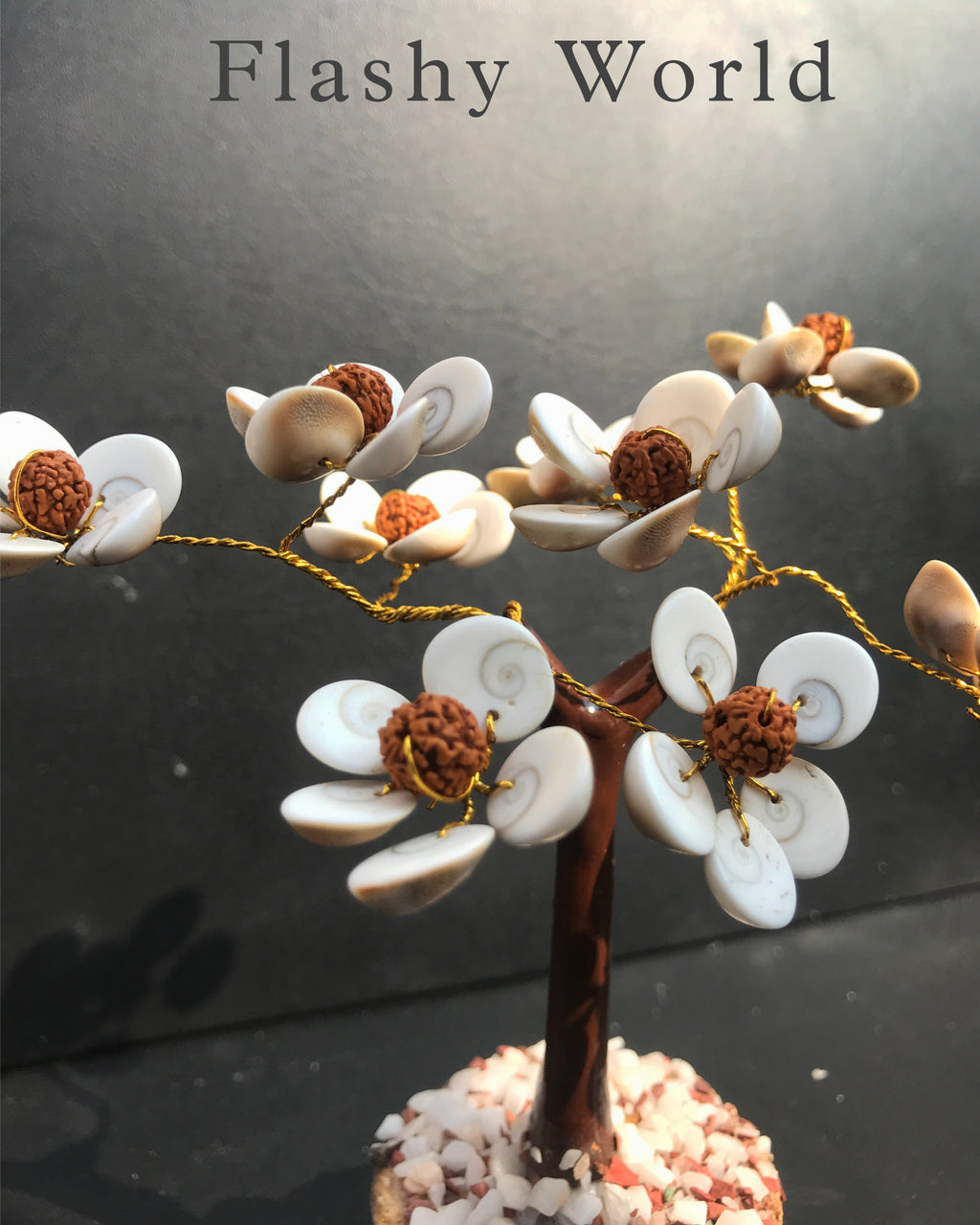 Handmade 9 Gomti Chakra Tree with 45 Beads – Wooden Base Prosperity Tree for Wealth, Luck & Protection