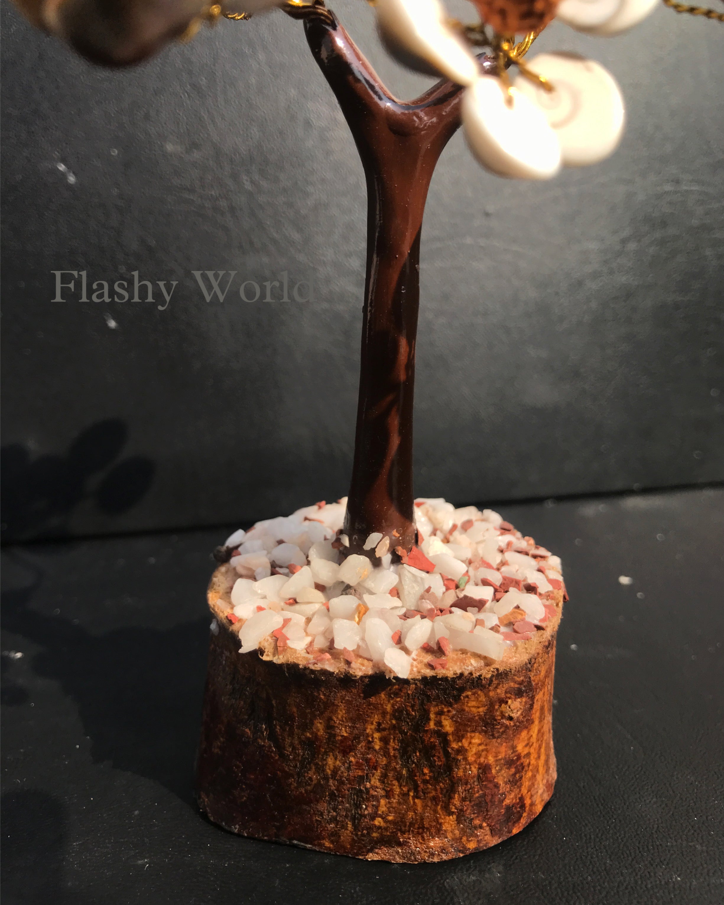 Handmade 9 Gomti Chakra Tree with 45 Beads – Wooden Base Prosperity Tree for Wealth, Luck & Protection