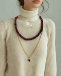 Handmade Garnet Choker Necklace Set | Dual Wear Beaded Garnet Necklace with Golden Chain | Natural Crystal Jewelry for Women
