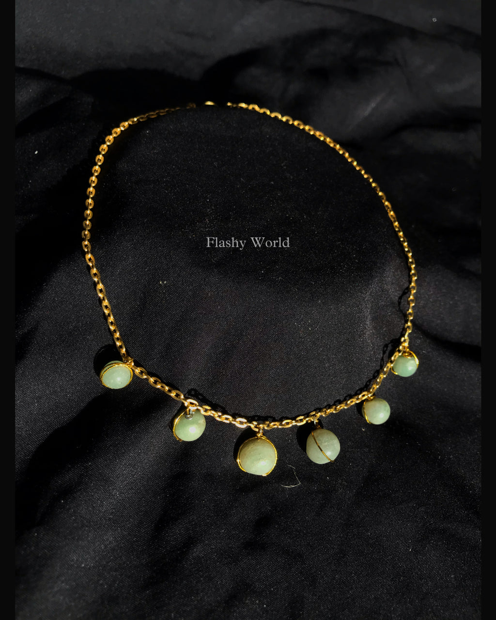 Handmade Green Aventurine Minimal Necklace | Golden Wire-Wrapped Crystal Pendant | Lifetime Non-Tarnish Golden Chain