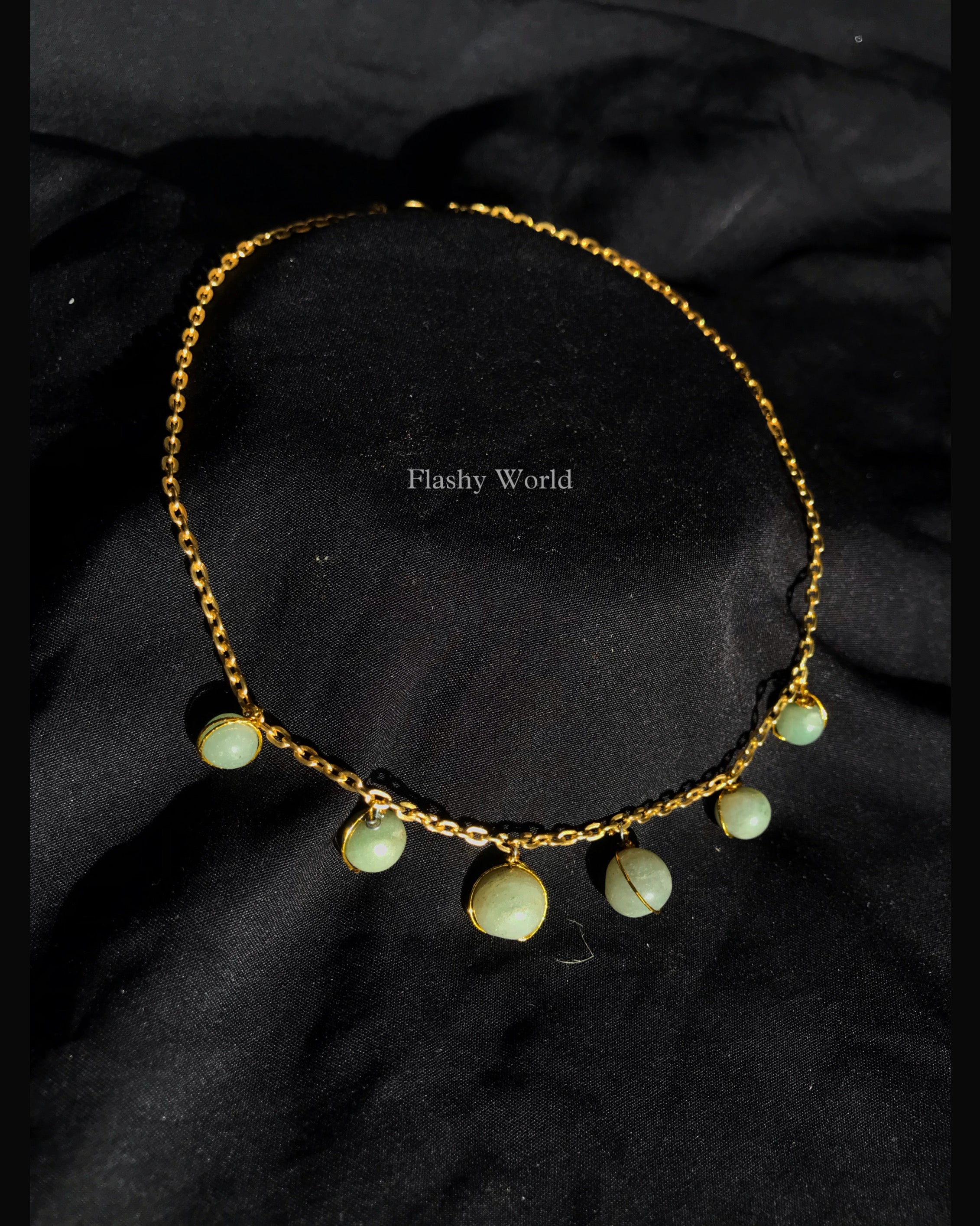 Handmade Green Aventurine Minimal Necklace | Golden Wire-Wrapped Crystal Pendant | Lifetime Non-Tarnish Golden Chain