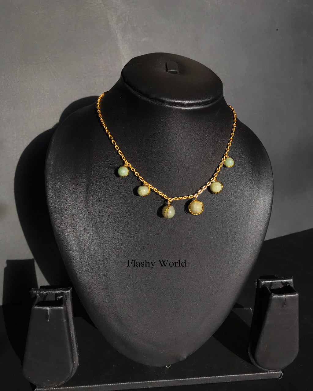 Handmade Green Aventurine Minimal Necklace | Golden Wire-Wrapped Crystal Pendant | Lifetime Non-Tarnish Golden Chain