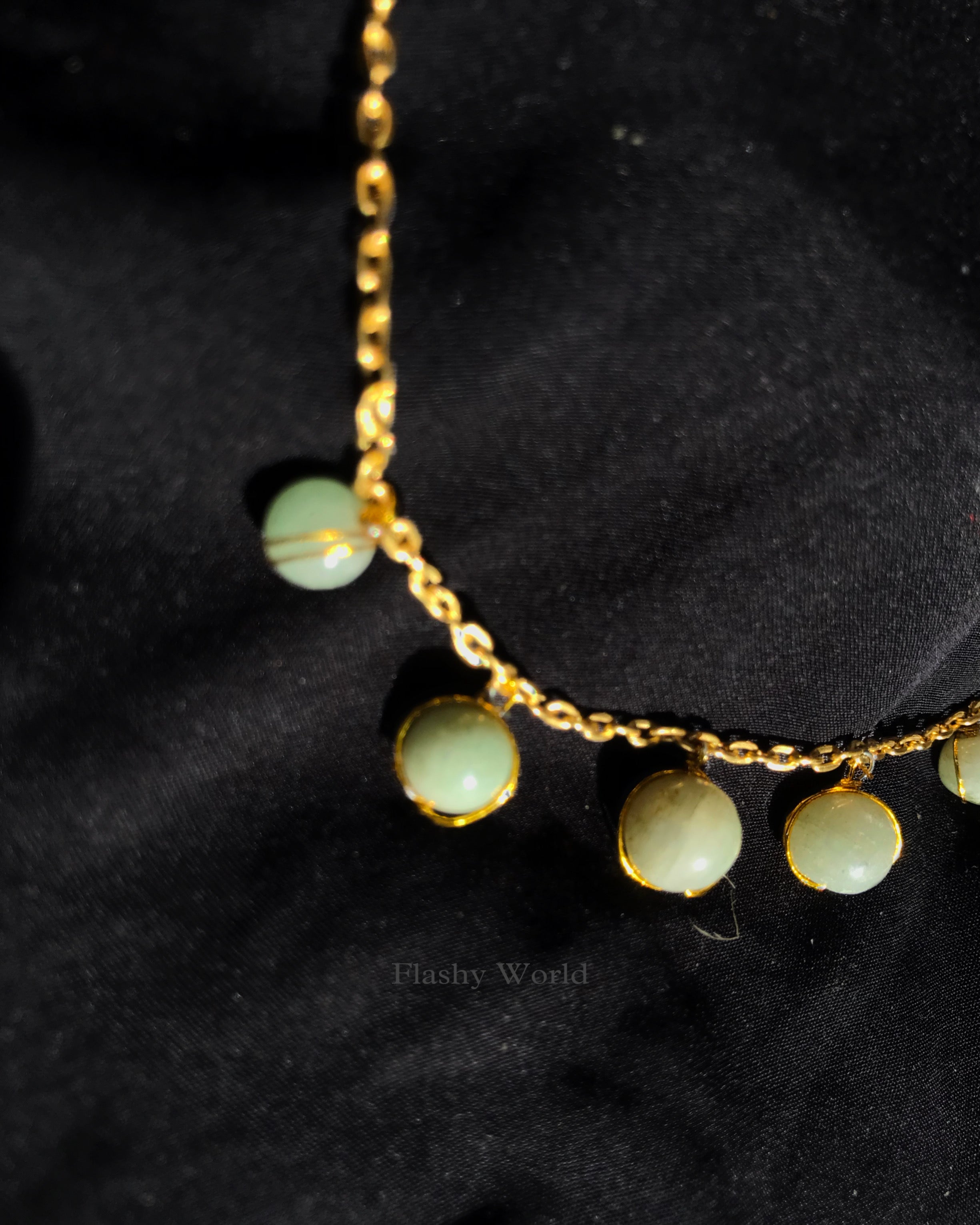 Handmade Green Aventurine Minimal Necklace | Golden Wire-Wrapped Crystal Pendant | Lifetime Non-Tarnish Golden Chain