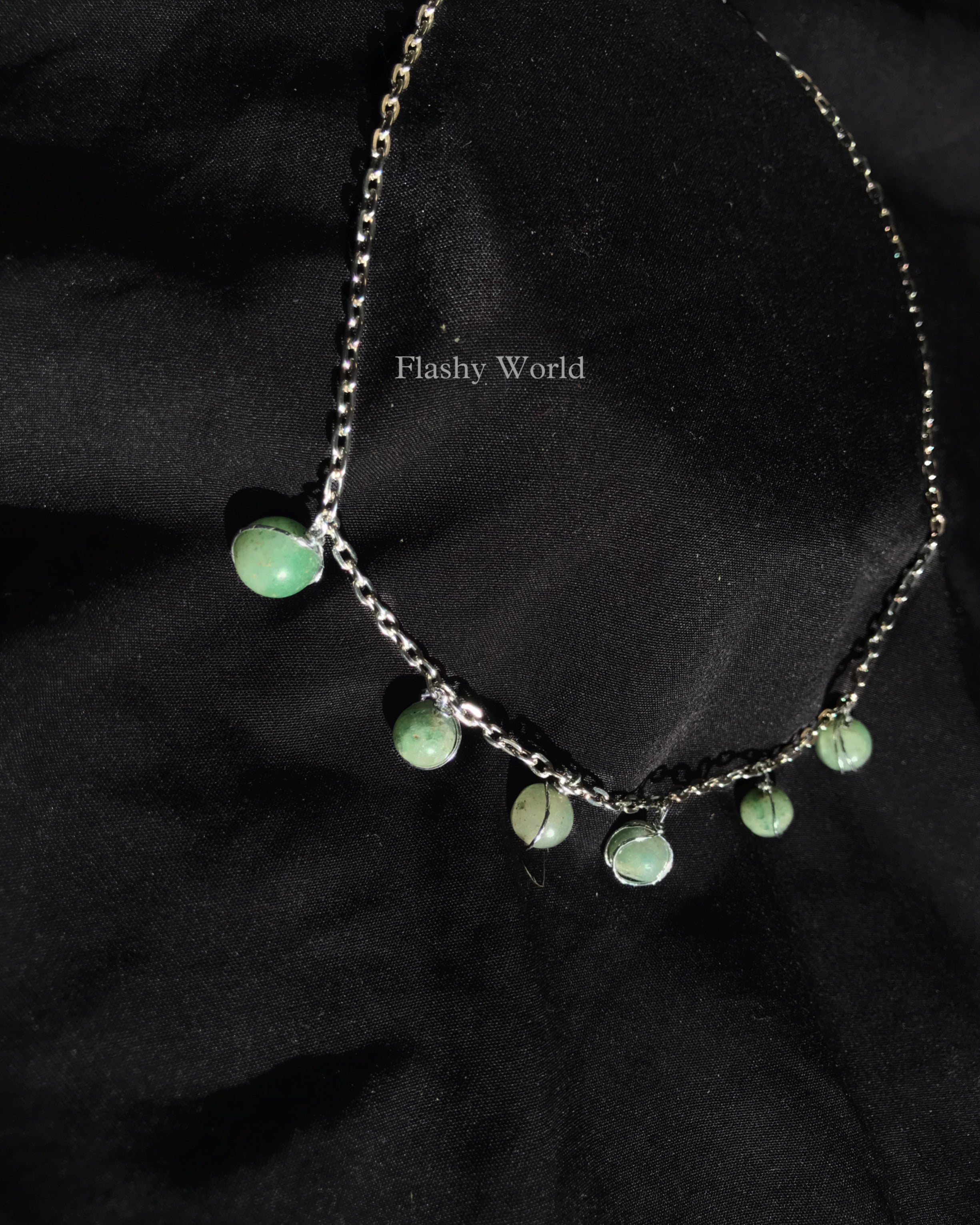 Handmade Green Aventurine Minimal Necklace | Silver Wire-Wrapped Crystal beads| Natural Aventurine Necklace for Luck & Positivity