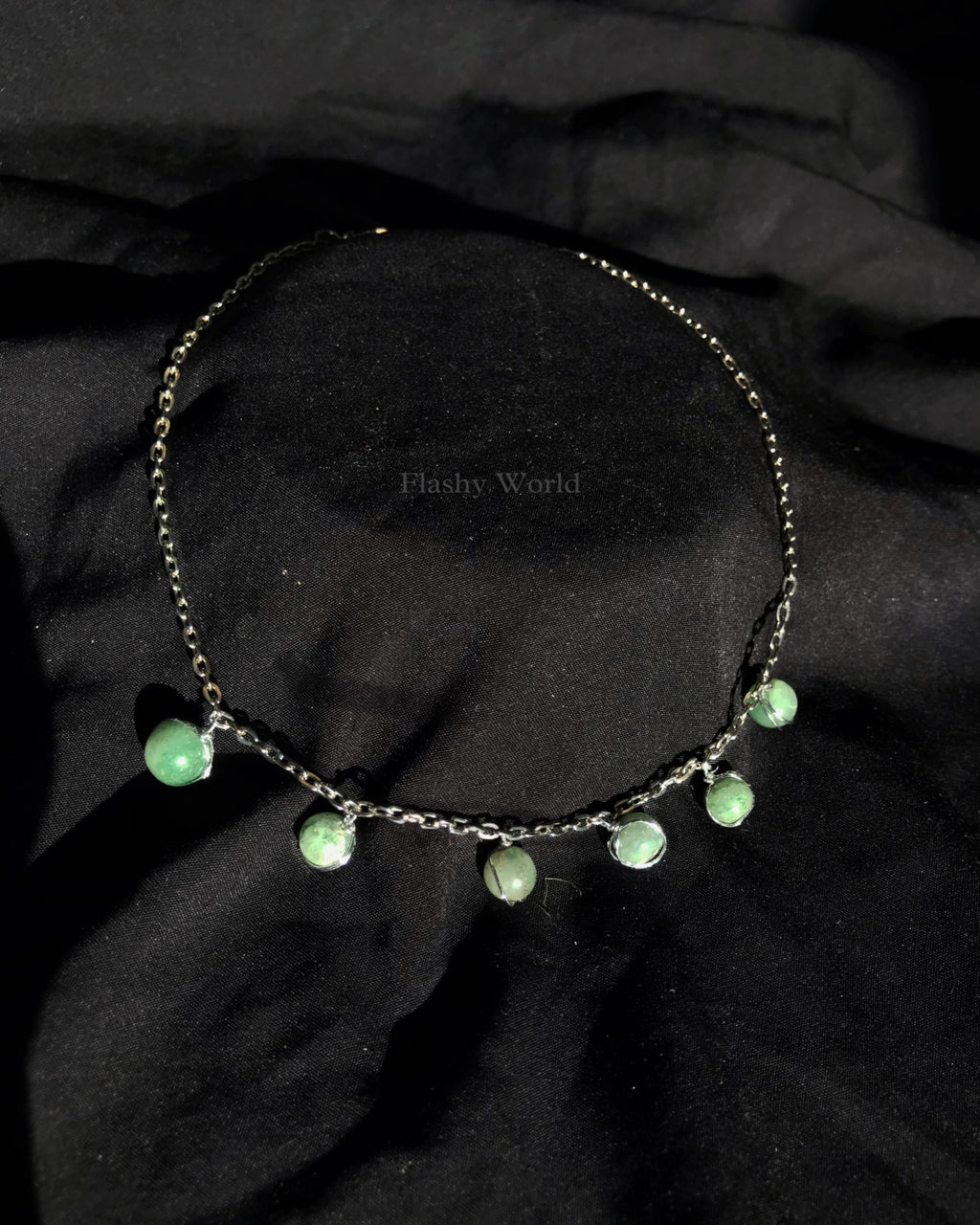 Handmade Green Aventurine Minimal Necklace | Silver Wire-Wrapped Crystal beads| Natural Aventurine Necklace for Luck & Positivity