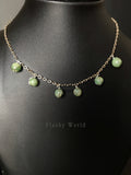 Handmade Green Aventurine Minimal Necklace | Silver Wire-Wrapped Crystal beads| Natural Aventurine Necklace for Luck & Positivity