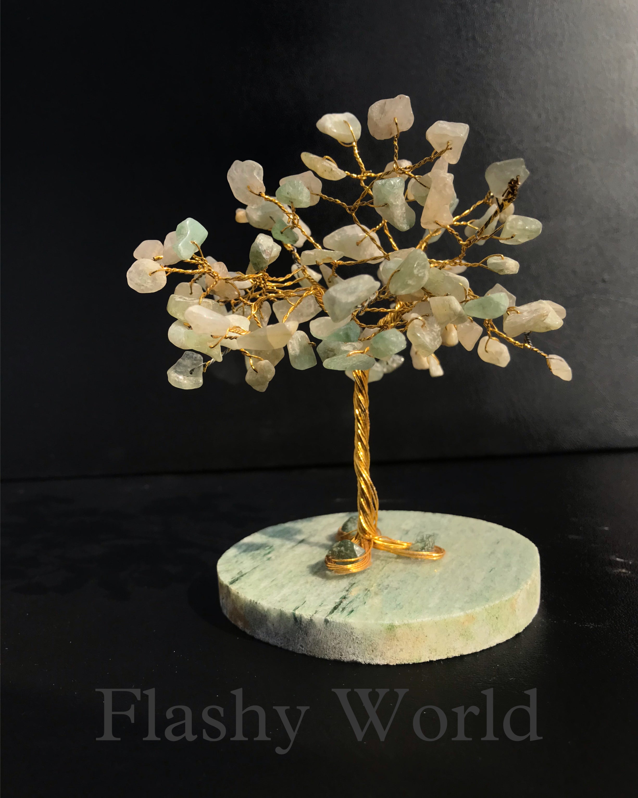 Green Aventurine Crystal Tree on Aventurine Plate Base | Handmade Gemstone Tree for Luck, Growth & Positive Energy Decor